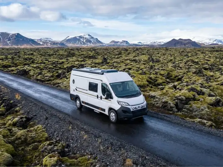 Iceland Class C RV rental with full bathroom and diesel heater